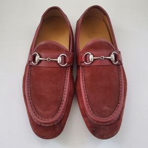 100% Auth GUCCI Horsebit Loafers Burgundy Suede Size: 40.5 EU / 7 US